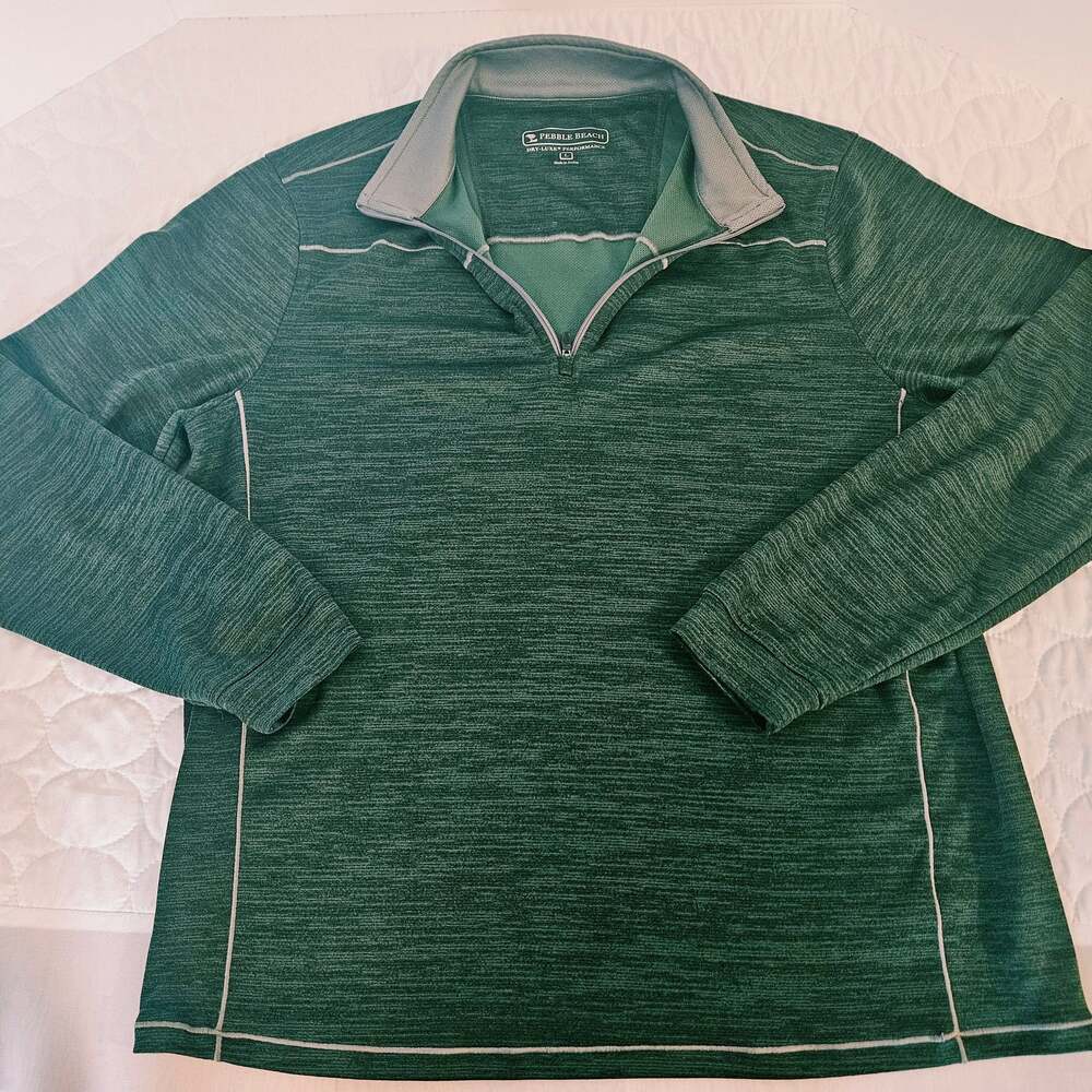 Pebble Beach Men's Dry-Luxe Performance 1/4 Zip Pullover Green Size L